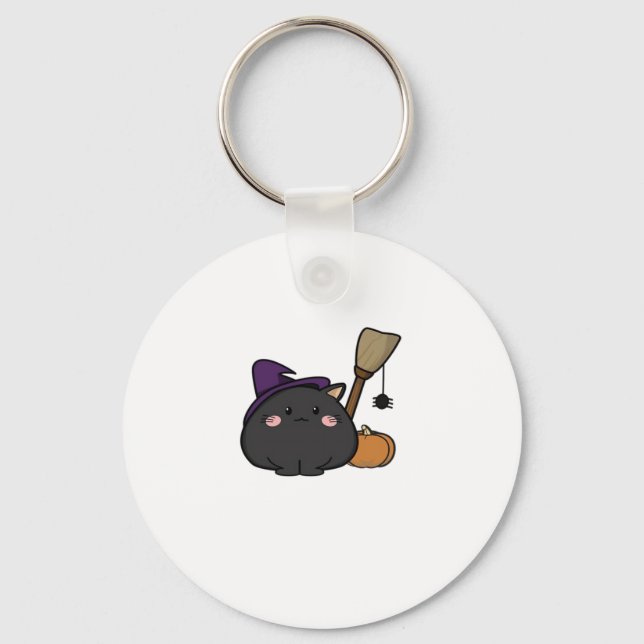 Halloween Cat Oversized T-Shirt Key Ring (Front)