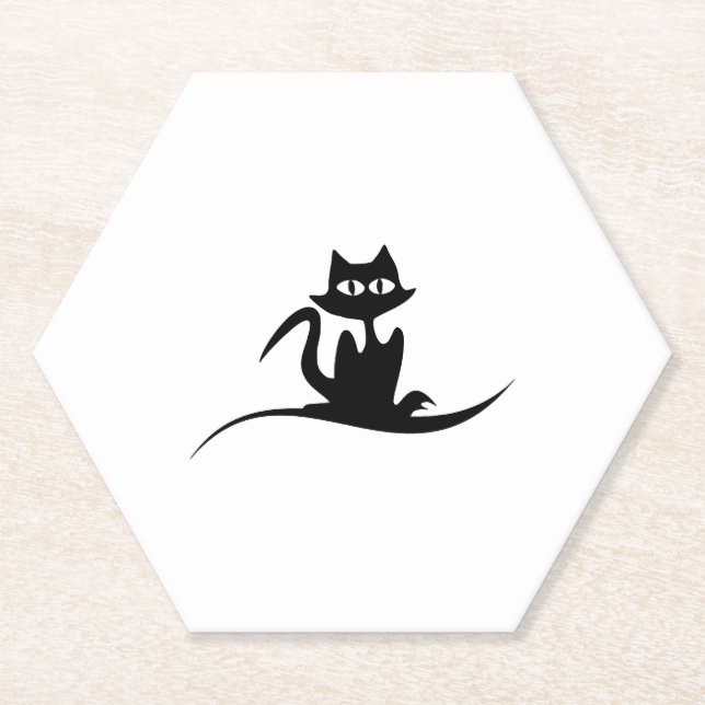 Halloween cat paper coaster (Front)