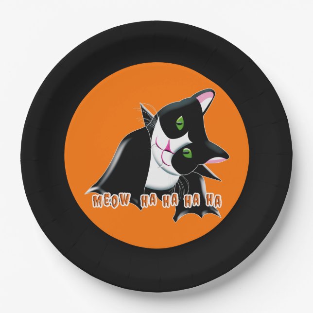 Halloween Cat Paper Plate (Front)