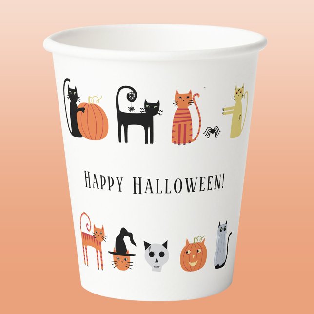 Halloween Cat Party Paper Cups (Halloween cats party paper cup)