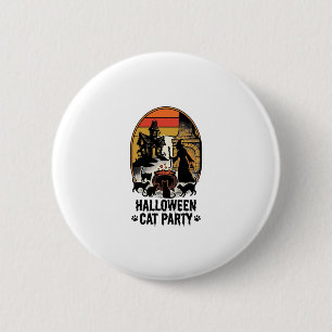 Halloween Cat Party Vintage Witch Cats Design_1 6 Cm Round Badge