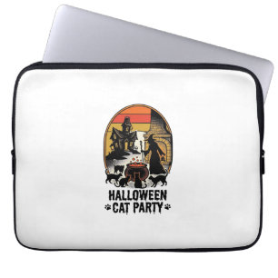 Halloween Cat Party Vintage Witch Cats Design_1 Laptop Sleeve