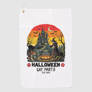 Halloween Cat Party Witch Cauldron Black Cats Haun Golf Towel