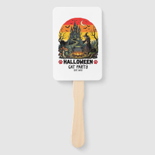 Halloween Cat Party Witch Cauldron Black Cats Haun Hand Fan