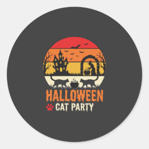 Halloween Cat Party Witch Cauldron Silhouette Desi Classic Round Sticker
