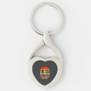 Halloween Cat Party Witch Cauldron Silhouette Desi Key Ring