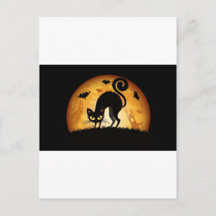 Halloween cat postcard