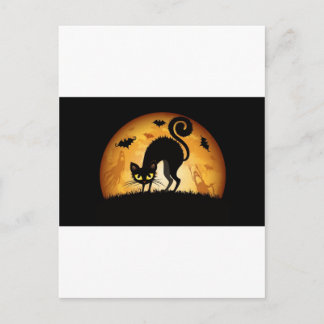 Halloween cat postcard
