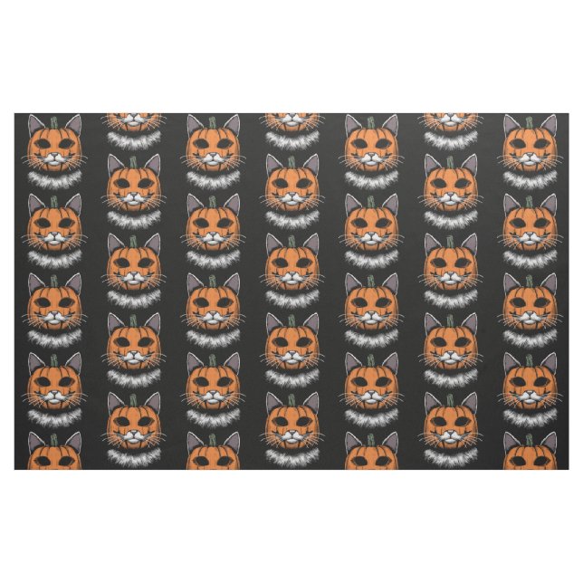 Halloween Cat, Pumpkin Face Fabric (Fat Quarter)