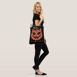 Halloween Cat Pumpkin Face, Pumpkin Face Halloween Tote Bag