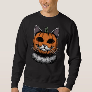 Halloween Cat, Pumpkin Face Sweatshirt