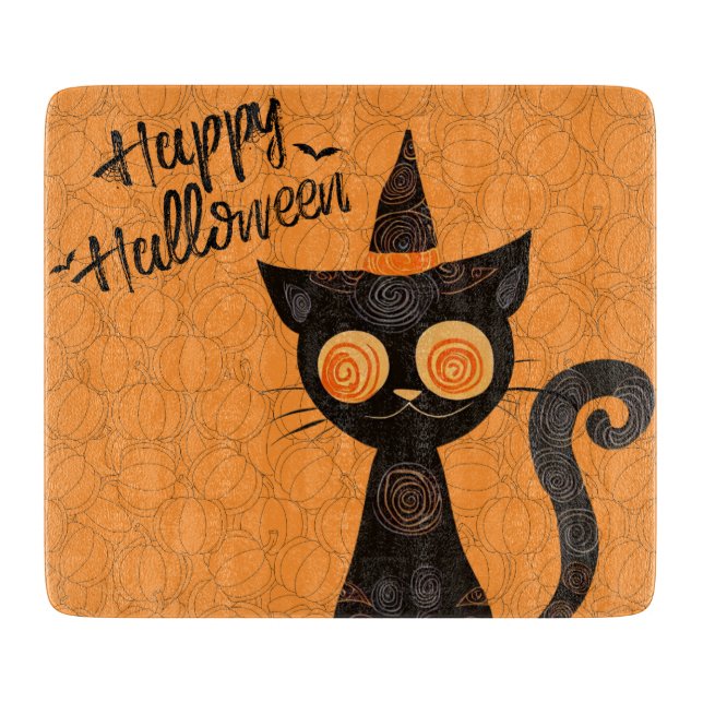 Halloween/cat/pumpkin/fall  cutting board (Front)