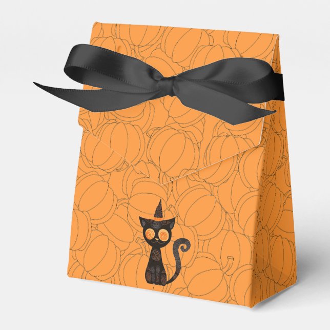 Halloween/cat/pumpkin/fall  favour box (Front Side)
