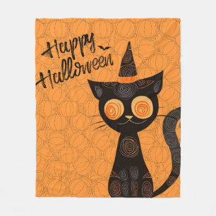Halloween/cat/pumpkin/fall fleece blanket