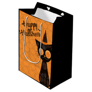 Halloween/cat/pumpkin/fall medium gift bag