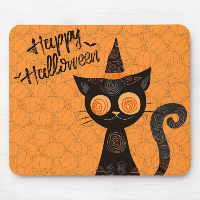Halloween/cat/pumpkin/fall  mouse pad (Front)
