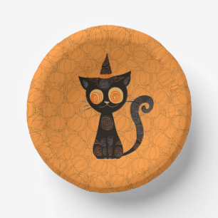 Halloween/cat/pumpkin/fall  paper plate
