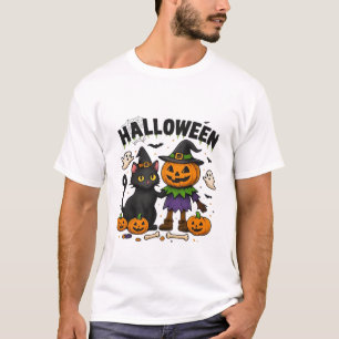 Halloween Cat & Pumpkin Friends  Cute Spooky Shirt