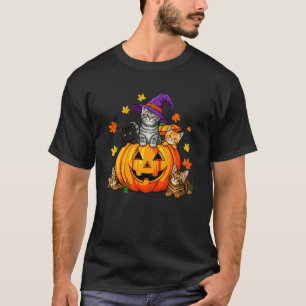 Halloween Cat Pumpkin Spooky Season Men Women Kids T-Shirt