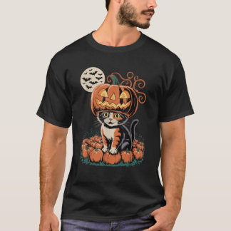 Halloween Cat Pumpkin  T-Shirt