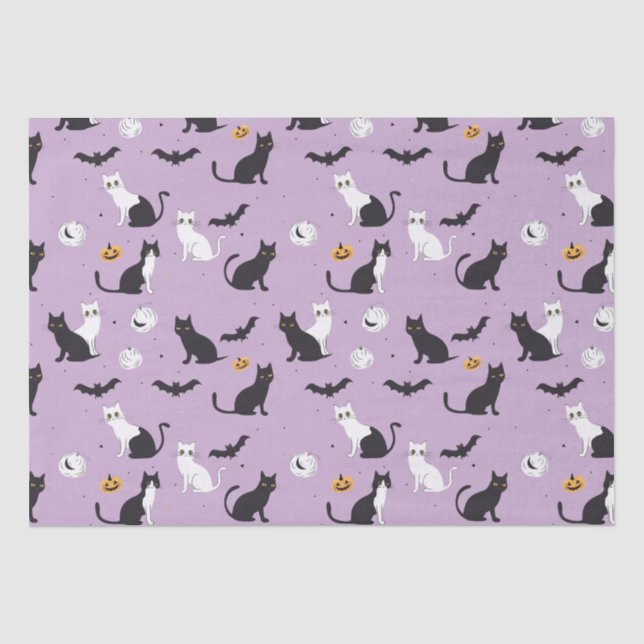  Halloween cat purple Tissue Paper (Front)