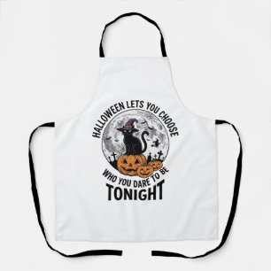 Halloween Cat Quote Spooky Pumpkin Witch Engraving Apron