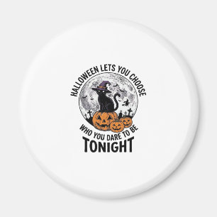 Halloween Cat Quote Spooky Pumpkin Witch Engraving Magnet