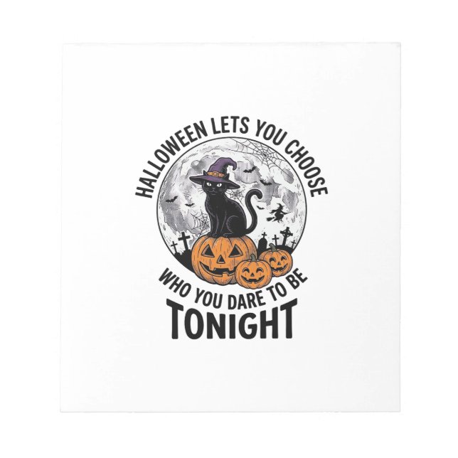 Halloween Cat Quote Spooky Pumpkin Witch Engraving Notepad (Front)