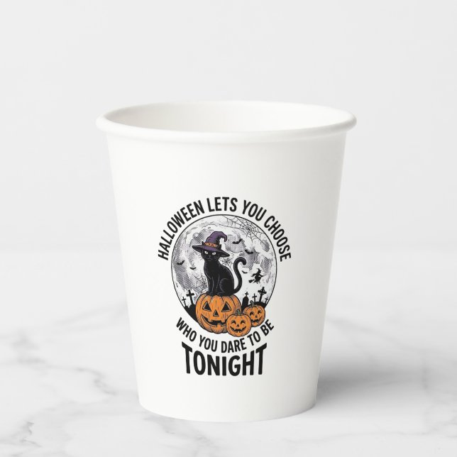 Halloween Cat Quote Spooky Pumpkin Witch Engraving Paper Cups (Front)