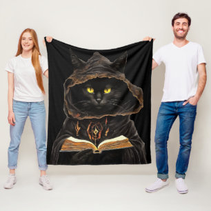 Halloween Cat Reading Preys Anatomy Spell List Fleece Blanket