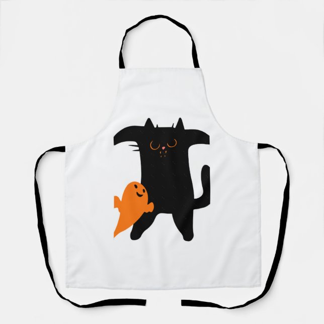 Halloween cat scared  apron (Front)