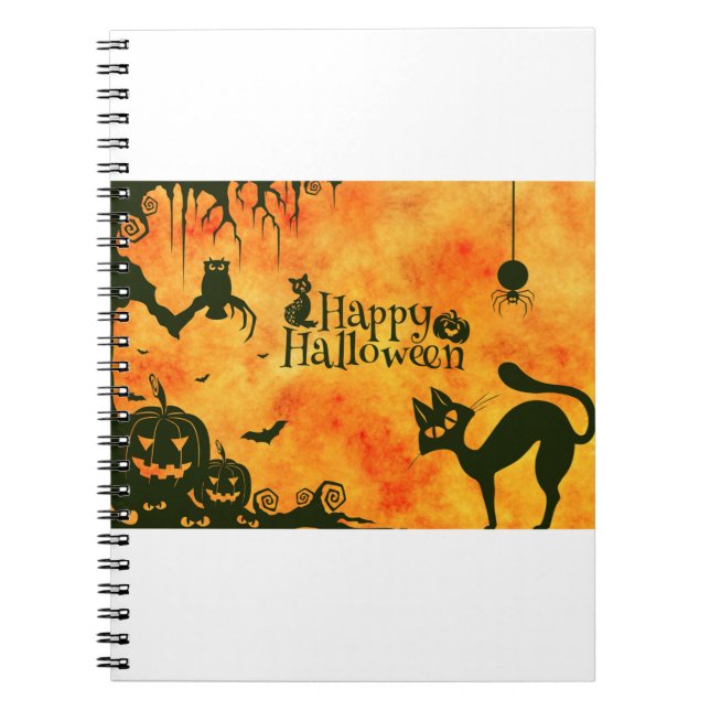 Halloween Cat Scary Surreal The Atmosphere Notebook (Front)