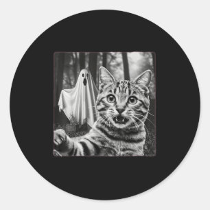 Halloween Cat Selfie With Soky Ghost Classic Round Sticker