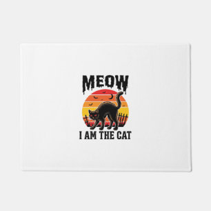 Halloween Cat Shirt Meow Vintage Black Cat Design_ Doormat