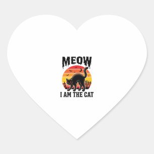 Halloween Cat Shirt Meow Vintage Black Cat Design_ Heart Sticker