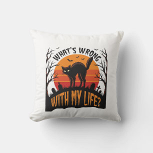 Halloween Cat Shirt Vintage Spooky Life Humor_1 Cushion