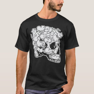 Halloween Cat Skull Kitty Skeleton Halloween Skull T-Shirt