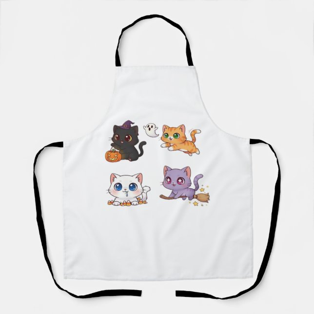 Halloween Cat  Spooky and Stylish Feline-Inspired  Apron (Front)