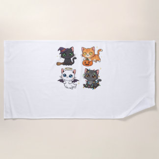 Halloween Cat  Spooky and Stylish Feline-Inspired  Beach Towel