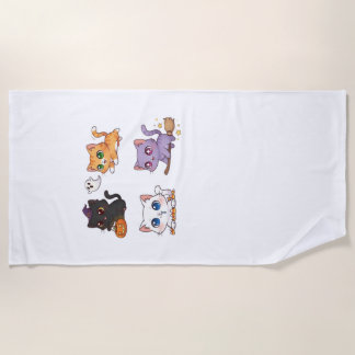 Halloween Cat Spooky and Stylish Feline-Inspired Beach Towel