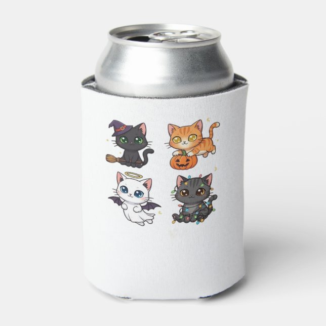Halloween Cat  Spooky and Stylish Feline-Inspired  Can Cooler (Can Front)