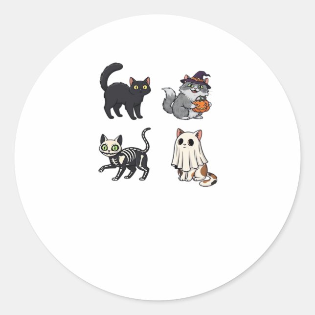 Halloween Cat  Spooky and Stylish Feline-Inspired  Classic Round Sticker (Front)
