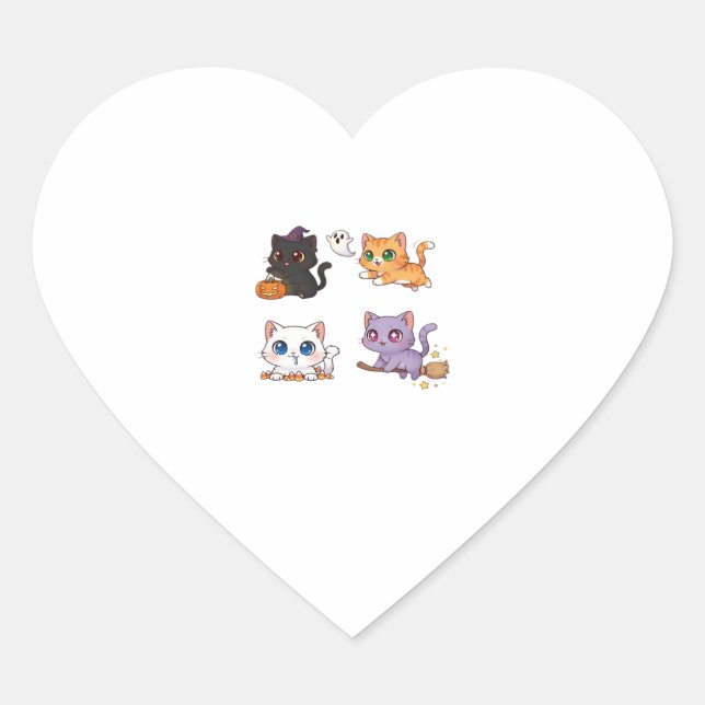 Halloween Cat  Spooky and Stylish Feline-Inspired  Heart Sticker (Front)