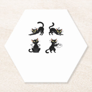 Halloween Cat  Spooky and Stylish Feline-Inspired  Paper Coaster