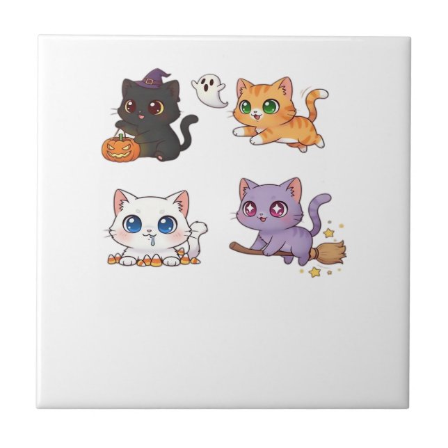 Halloween Cat  Spooky and Stylish Feline-Inspired  Tile (Front)