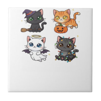 Halloween Cat  Spooky and Stylish Feline-Inspired  Tile