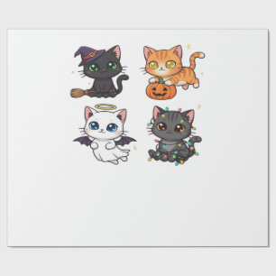 Halloween Cat Spooky and Stylish Feline-Inspired Wrapping Paper