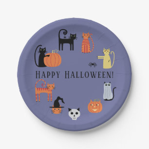 Halloween Cat Spooky Paper Plates