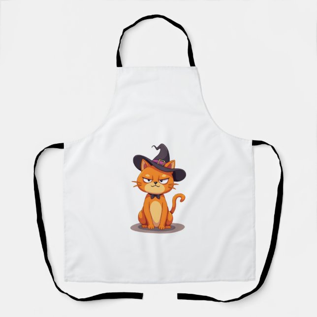 Halloween Cat T-Shirt Kitten Jack O Lantern Kitty  Apron (Front)
