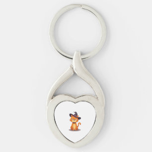 Halloween Cat T-Shirt Kitten Jack O Lantern Kitty  Key Ring